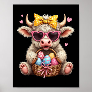 Süße Häschen-Kuh Retro-Bauer Western-Ostertag  Poster