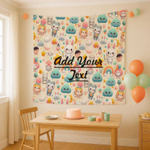 Süße-Häschen-Pastell-Fantasy-Kinderzimmer-Wandtepp