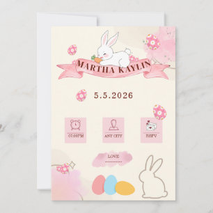 Süße Häschen-Pastell-Vorlage Baby Shower Einladung