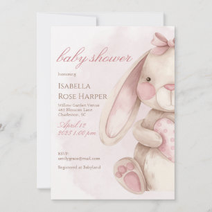 Süße Häschen-Wasserfarbe Rosa Baby Shower Einladung