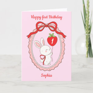 Süße Hase Erdbeere Ballon Alles Gute zum Geburtsta Karte