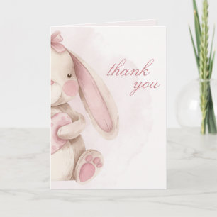 Süße Hase Wasserfarbe Rosa Baby Shower  Dankeskarte
