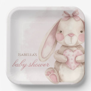 Süße Hase-Wasserfarbe Rosa Baby Shower Pappteller