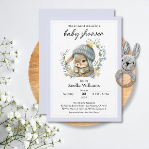 Süße Hasen Blumen Frühling Baby Shower Einladung