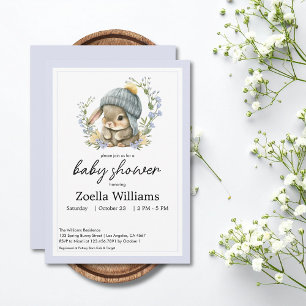 Süße Hasen-Blumen-Frühlings-Baby-Shower-Einladung