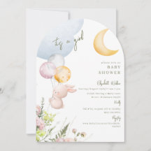 Süße Hasen- Einladung zur Babyparty - Es ist ein M