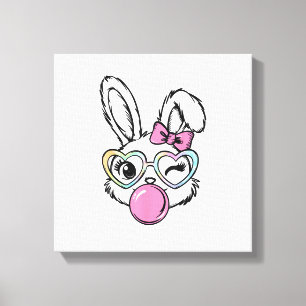 Süße Hasen Gesicht Kaugummi Brille Rosa Kokette Sc Leinwanddruck
