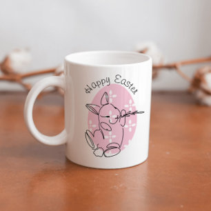 Süße Hasen-Linienkunst Rosa Ei Frühling  Kaffeetasse