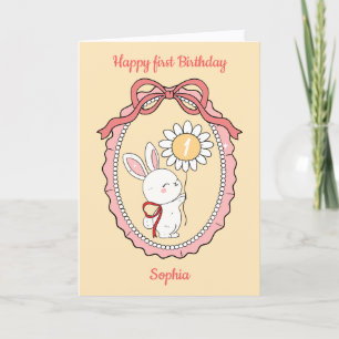 Süße Hasen-Sonnenblumen-Ballon-Happy-Birthday-Kart Karte