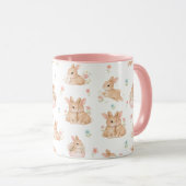 Süße Hasen und Blumen Muster Tasse (VorderseiteRechts)