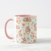 Süße Hasen und Blumen Muster Tasse (Links)