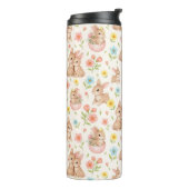 Süße Hasen und Blumen Muster Thermosbecher (Nach links gedreht)