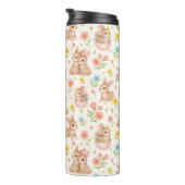 Süße Hasen und Blumen Muster Thermosbecher (Nach rechts gedreht)