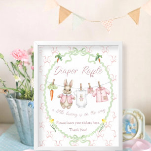 Süße Hasen-Wäscheleine-Baby-Shower-Windel-Raffel Poster