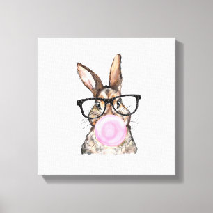 Süße Hasenbrille Bubble-Gum Ostertag Mädchen Kinde Leinwanddruck