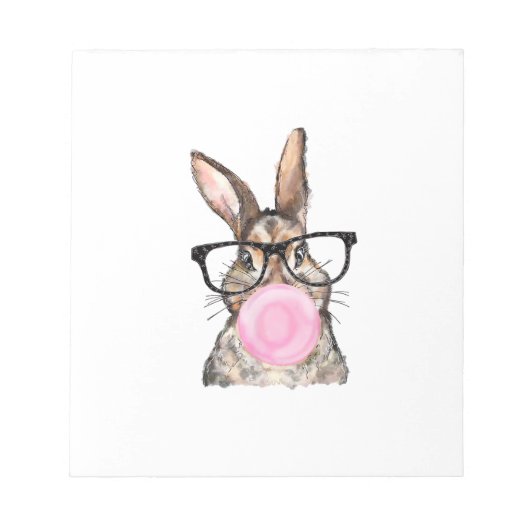 Süße Hasenbrille Bubble-Gum Ostertag Mädchen Kinde Notizblock (Vorderseite)
