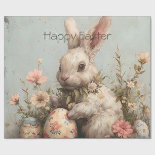 Süße Haseneier Blumen Ostern  Geschenkpapier