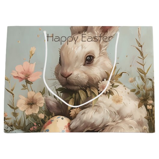 Süße Haseneier Blumen Ostern Große Geschenktüte (Vorderseite)