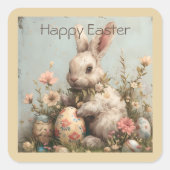 Süße Haseneier Blumen Ostern  Quadratischer Aufkleber (Vorderseite)