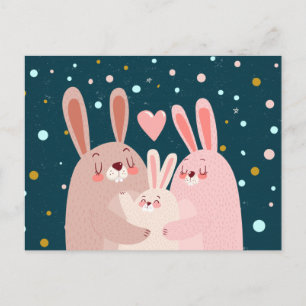 Süße Hasenfamilie Postkarte
