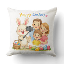 Süße Hasenfamilie Selfie Ostern Kissen