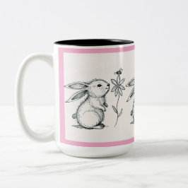 Süße Hasenkaninchen-Tasse Zweifarbige Tasse