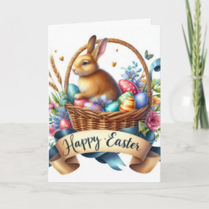 Süße Hasenkorb-Illustration Ostern Feiertagskarte