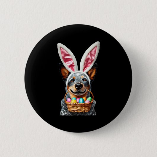 Süße Hasenohren Australian Cattle Dog OstereierCu Button (Vorderseite)
