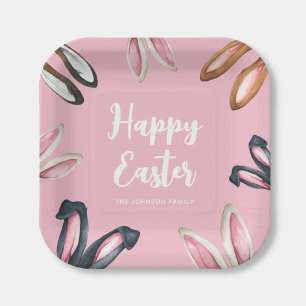 Süße Hasenohren Frohe Ostern Pappteller
