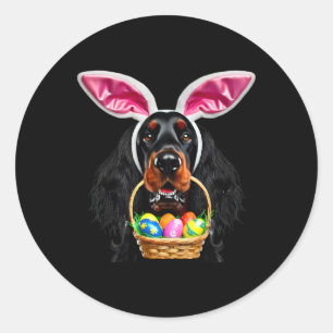 Süße Hasenohren Gordon Setter Hund Ostereiersuche Runder Aufkleber