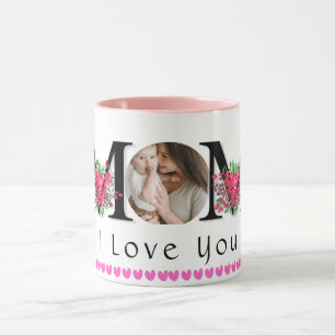 Süße HEART LOVE YOU MOM Muttertags-Foto-Tasse Tasse