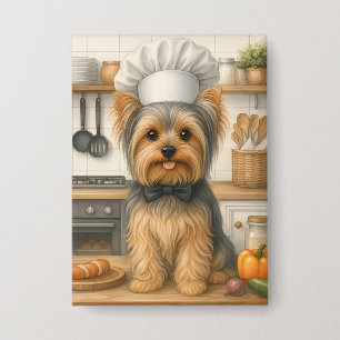 Süße Heimköchin Lustiger Yorkshire Terrier Hund Ko Button