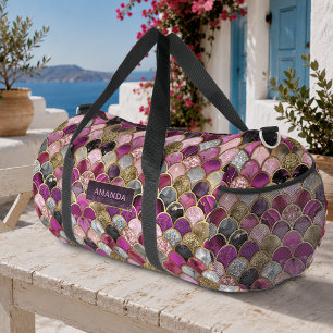 Süße heiße rosa goldene Meerjungfrau Schuppen Mädc Duffle Bag