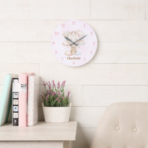 Süße Heißluftballon-Babyzimmeruhr Beary Sweet Große Wanduhr