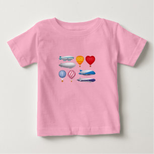 Süße Heißluftballons und Luftschiffe Cartoon-Kinde Baby T-shirt