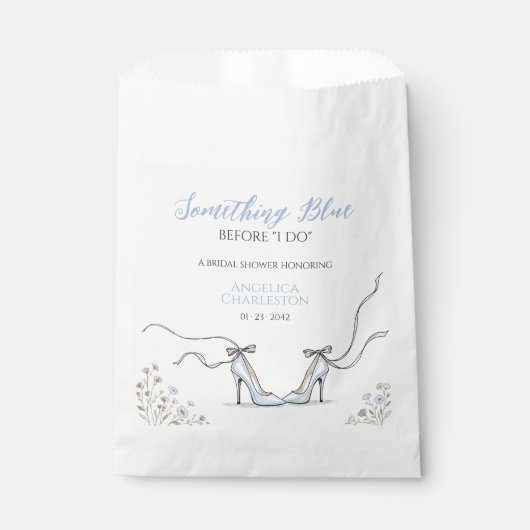 Süße, hellblaue Absätze, Junggesellinnenabschied Geschenktütchen (Vorderseite)