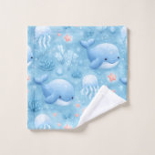 Süße hellblaue Walfisch-Badehandtuch-Garnitur Badhandtuch Set (Waschlappen)
