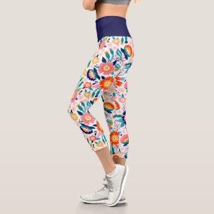 Süße Helle Bunte Blumen-Wildblumen Capri Leggings
