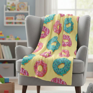 Süße helle Donut-Muster-Plüschdecke Fleecedecke