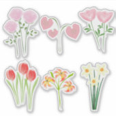 Süße helle Wasserfarben Blumen Aufkleber (Vorderseite)