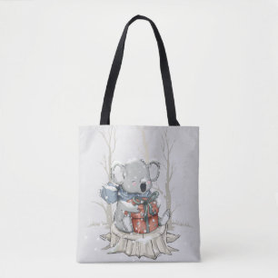 Süße hellgraue Koala-Winter-Schneefall-Tasche Tasche