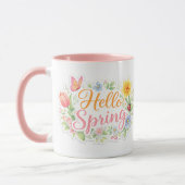 Süße Hello Spring Blumen-Tasse | Anpassbar Tasse (Links)
