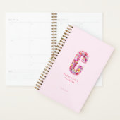 Süße hellrosa florale monogrammierte Personalisier Planer (Anzeige)