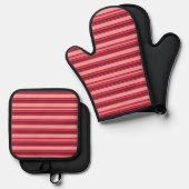Süße hellrosa Streifen Ofenhandschuh & Topflappen-Set (Vorderseite/Rückseite)