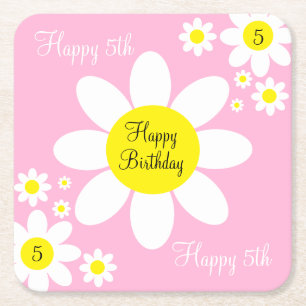 Süße hellrosa und weiße Blumen zum 5. Geburtstag Rechteckiger Pappuntersetzer