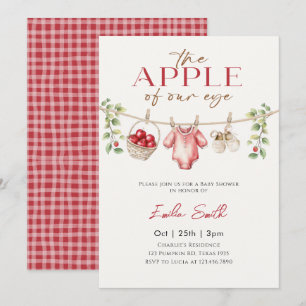Süße Herbst-Apfel-Babywäscheleine Baby-Party Einladung