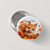Süße Herbst-Eichhörnchen-Button-Editables Button (Vorne & Hinten)