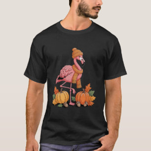 Süße Herbst-Flamingo-Mütze-Schal-Kürbisse T-Shirt