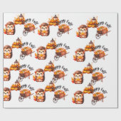 Süße Herbst-Igel-Illustration mit Ernte-Leiter Geschenkpapier (Flach)