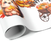 Süße Herbst-Igel-Illustration mit Ernte-Leiter Geschenkpapier (Rolleneckpunkt)